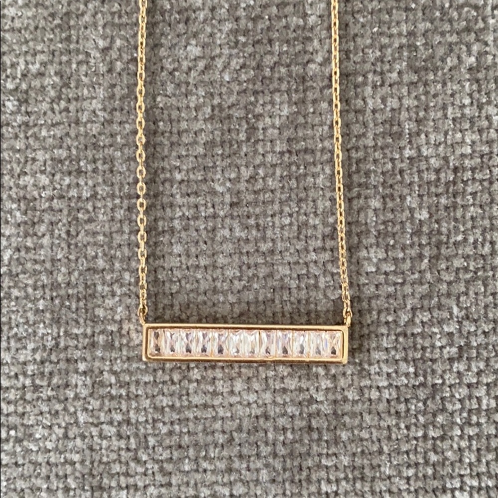 Express -  Gold Bar Necklace w/Cubic Zirconias
